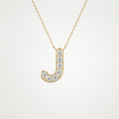 0.356 TCW Round Lab Grown Diamond J Initial Pendant Necklace