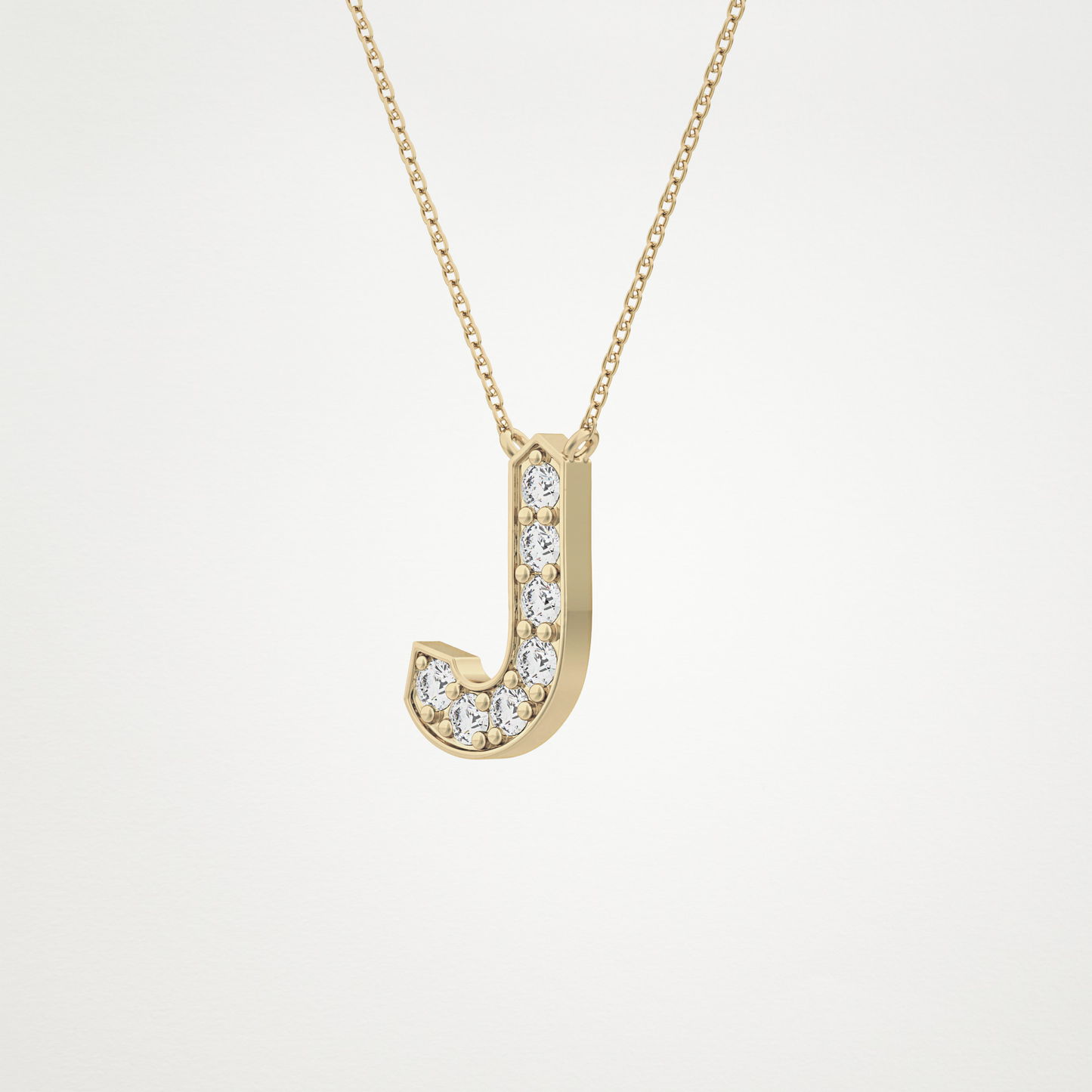 0.356 TCW Round Lab Grown Diamond J Initial Pendant Necklace