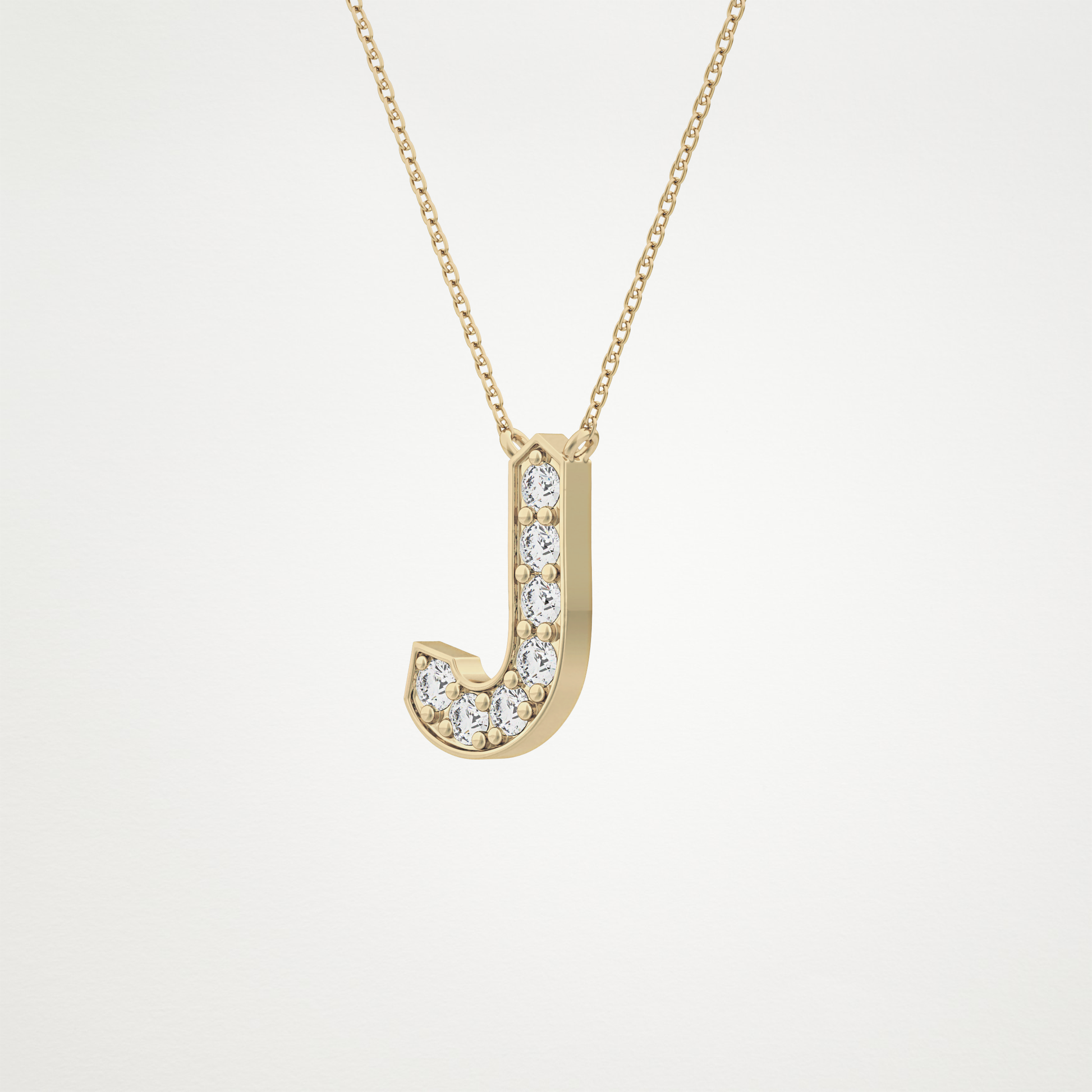 0.356 TCW Round Lab Grown Diamond J Initial Pendant Necklace