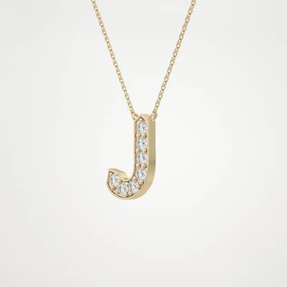 0.356 TCW Round Lab Grown Diamond J Initial Pendant Necklace