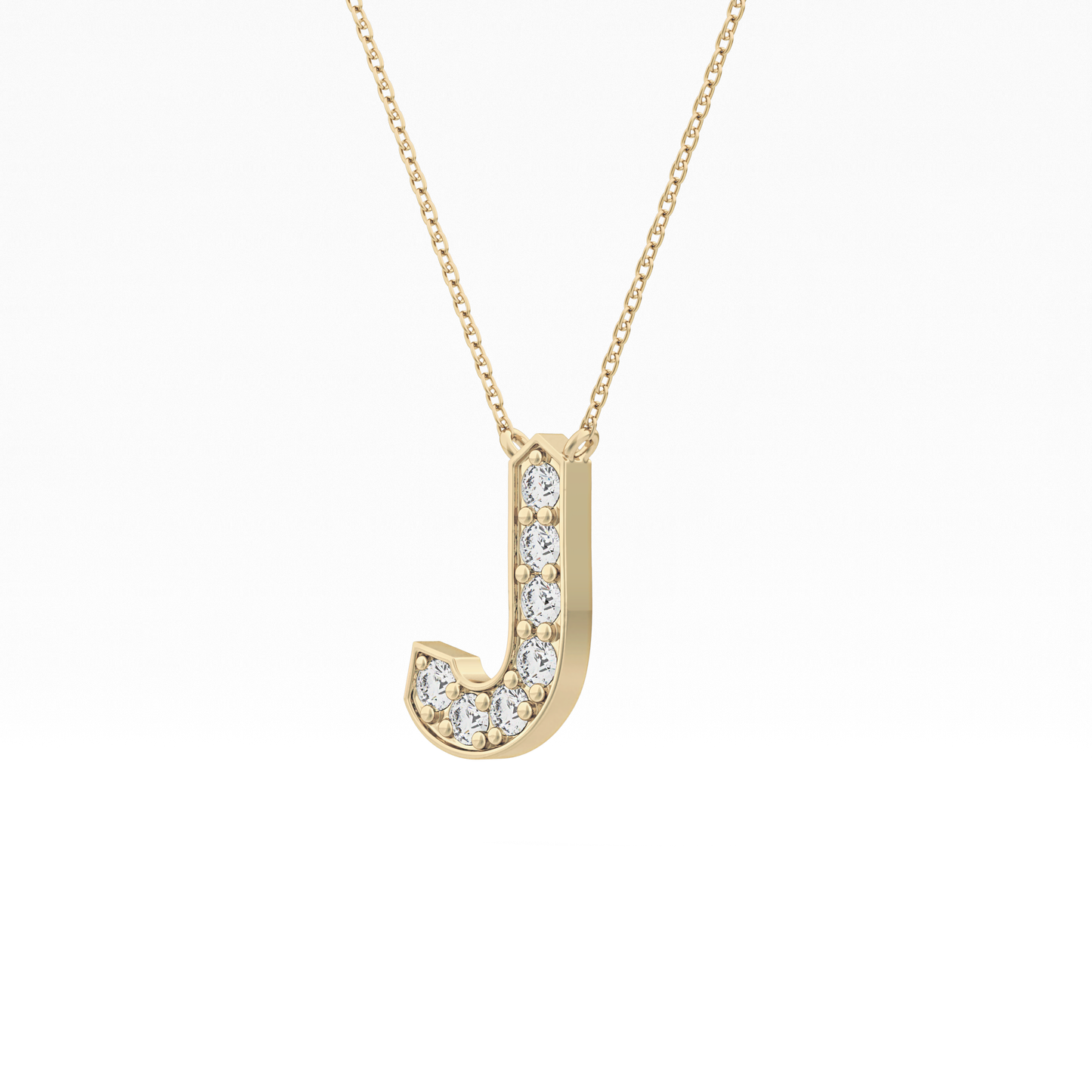 0.356 TCW Round Lab Grown Diamond J Initial Pendant Necklace