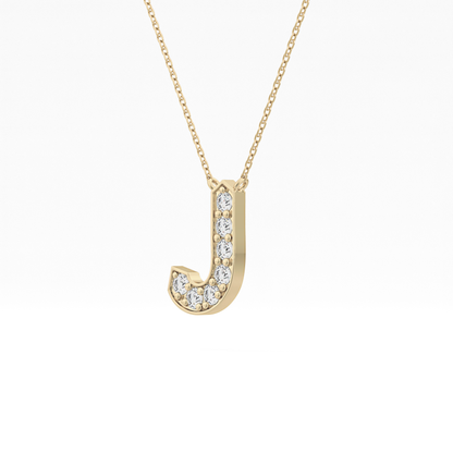 0.356 TCW Round Lab Grown Diamond J Initial Pendant Necklace