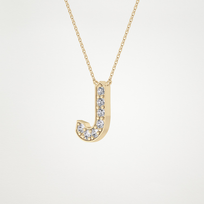 0.356 TCW Round Lab Grown Diamond J Initial Pendant Necklace