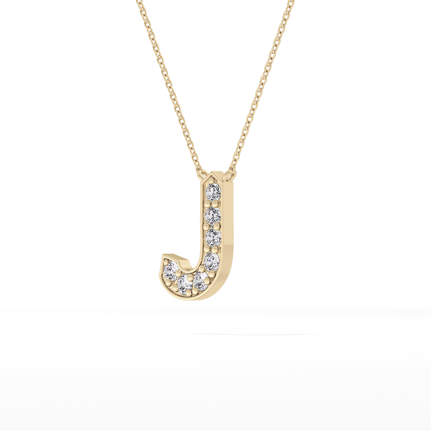 0.356 TCW Round Lab Grown Diamond J Initial Pendant Necklace