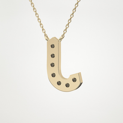 0.356 TCW Round Lab Grown Diamond J Initial Pendant Necklace