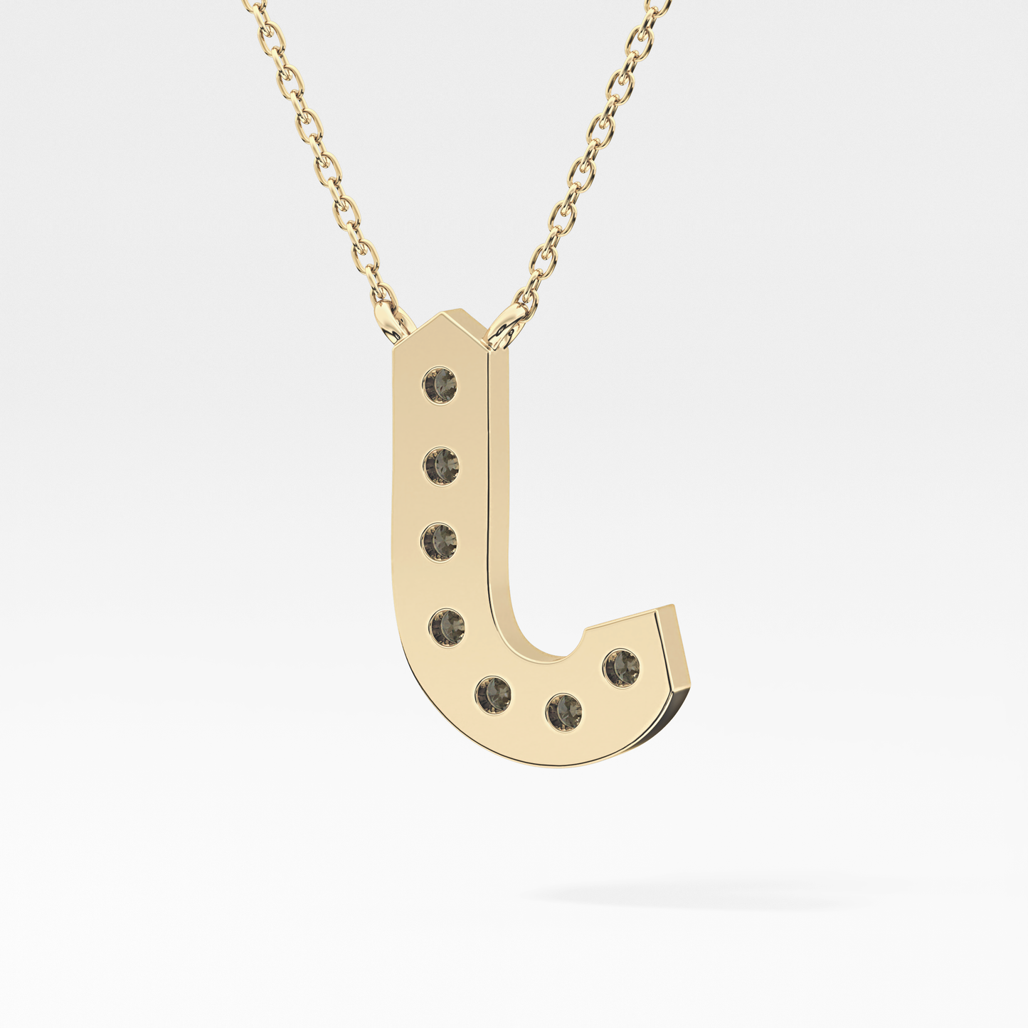 0.356 TCW Round Lab Grown Diamond J Initial Pendant Necklace