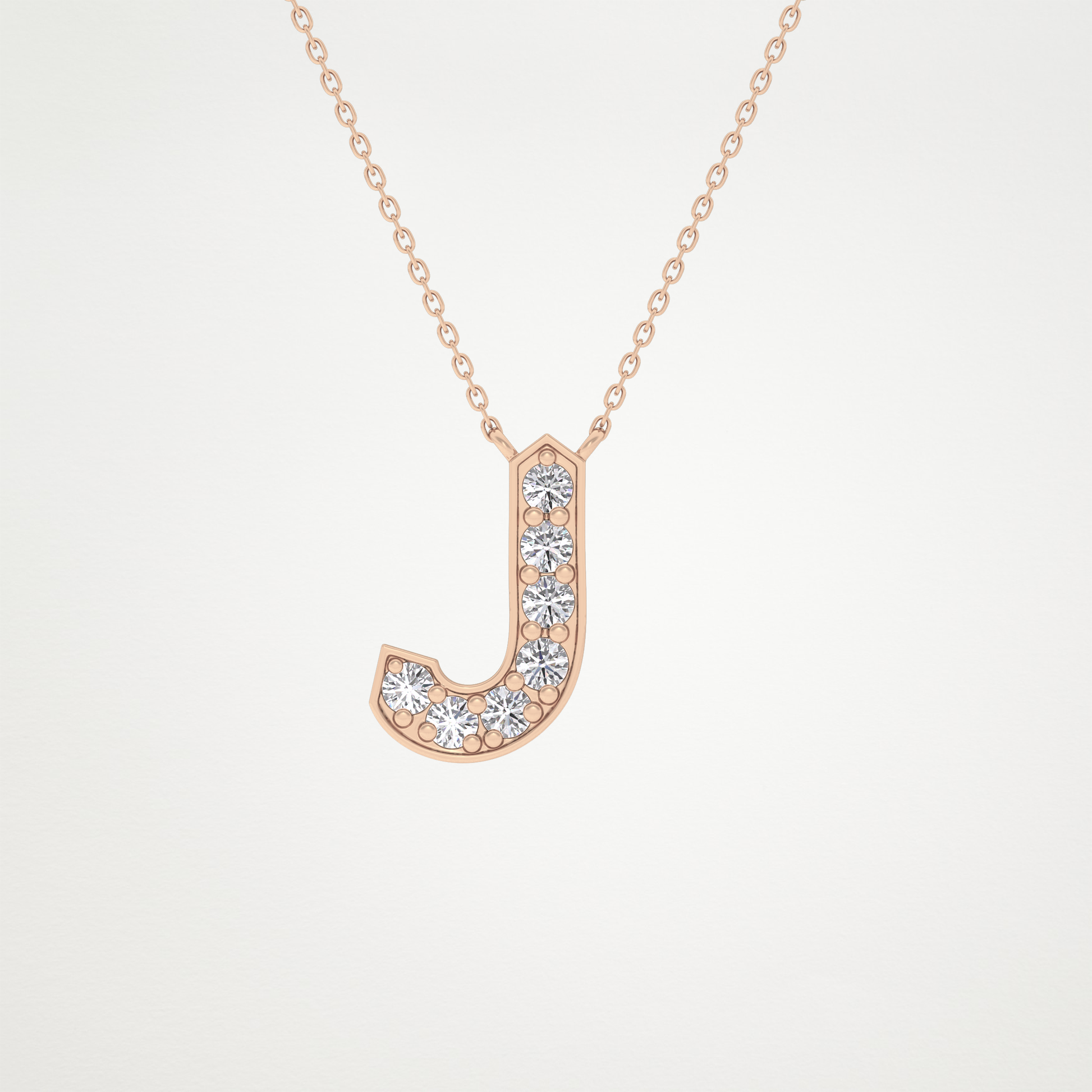 0.356 TCW Round Lab Grown Diamond J Initial Pendant Necklace
