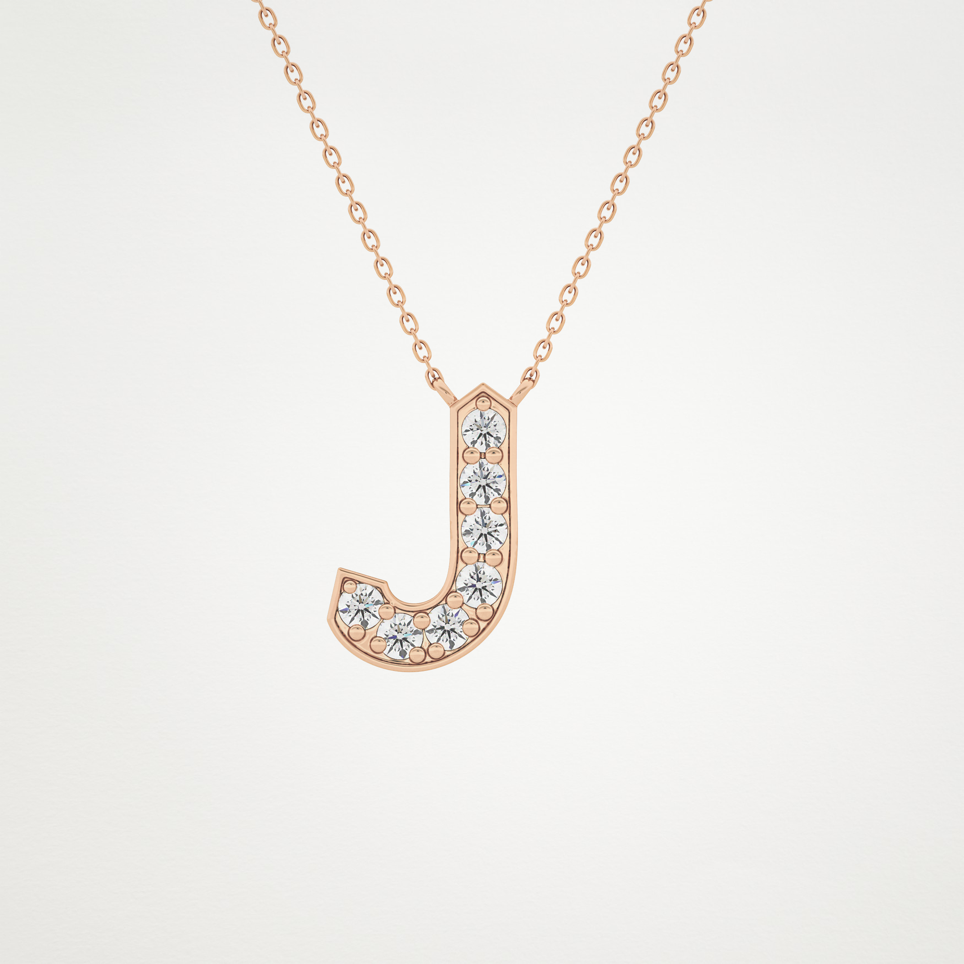 0.356 TCW Round Lab Grown Diamond J Initial Pendant Necklace