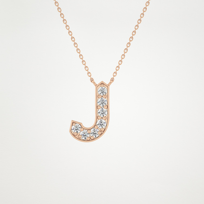 0.356 TCW Round Lab Grown Diamond J Initial Pendant Necklace