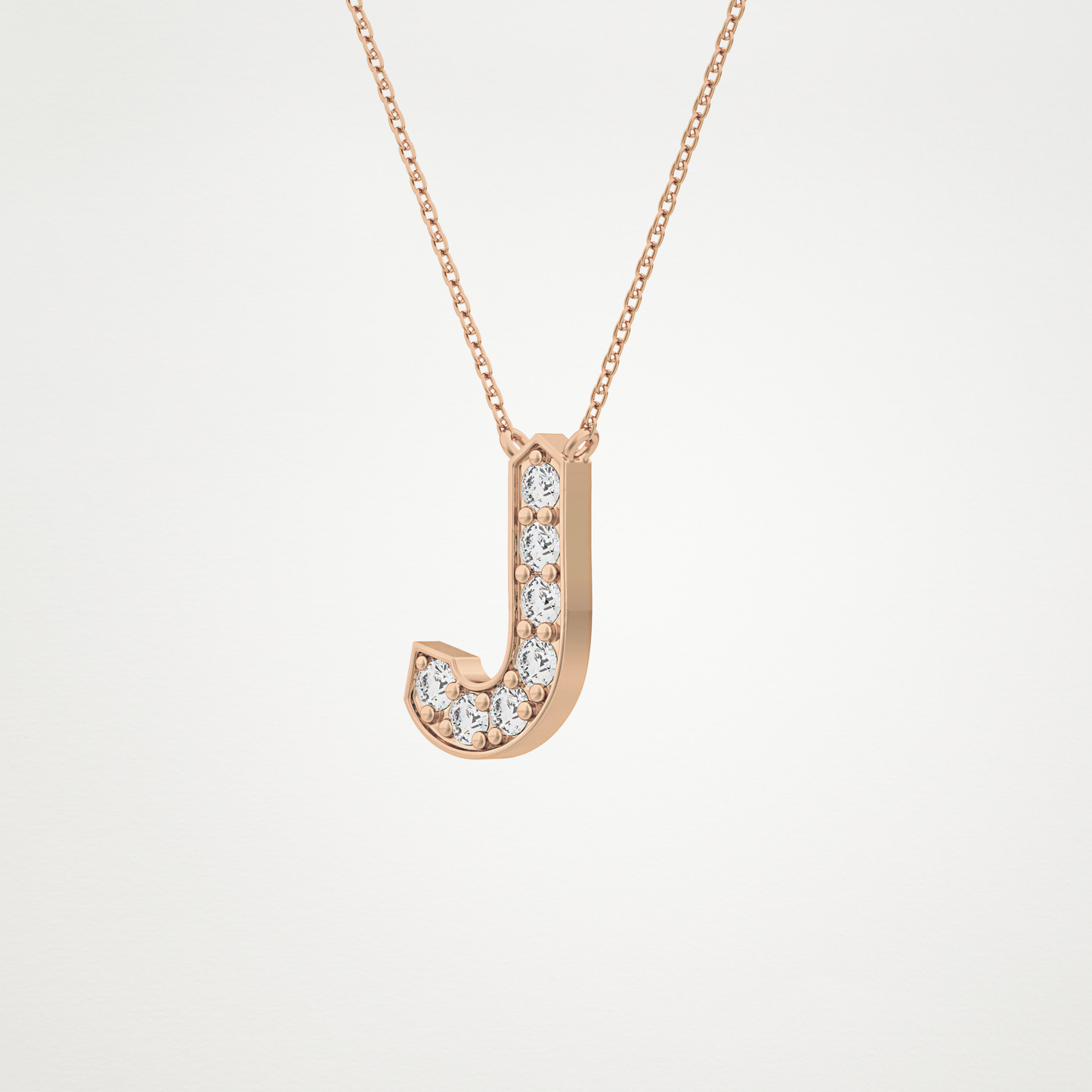 0.356 TCW Round Lab Grown Diamond J Initial Pendant Necklace
