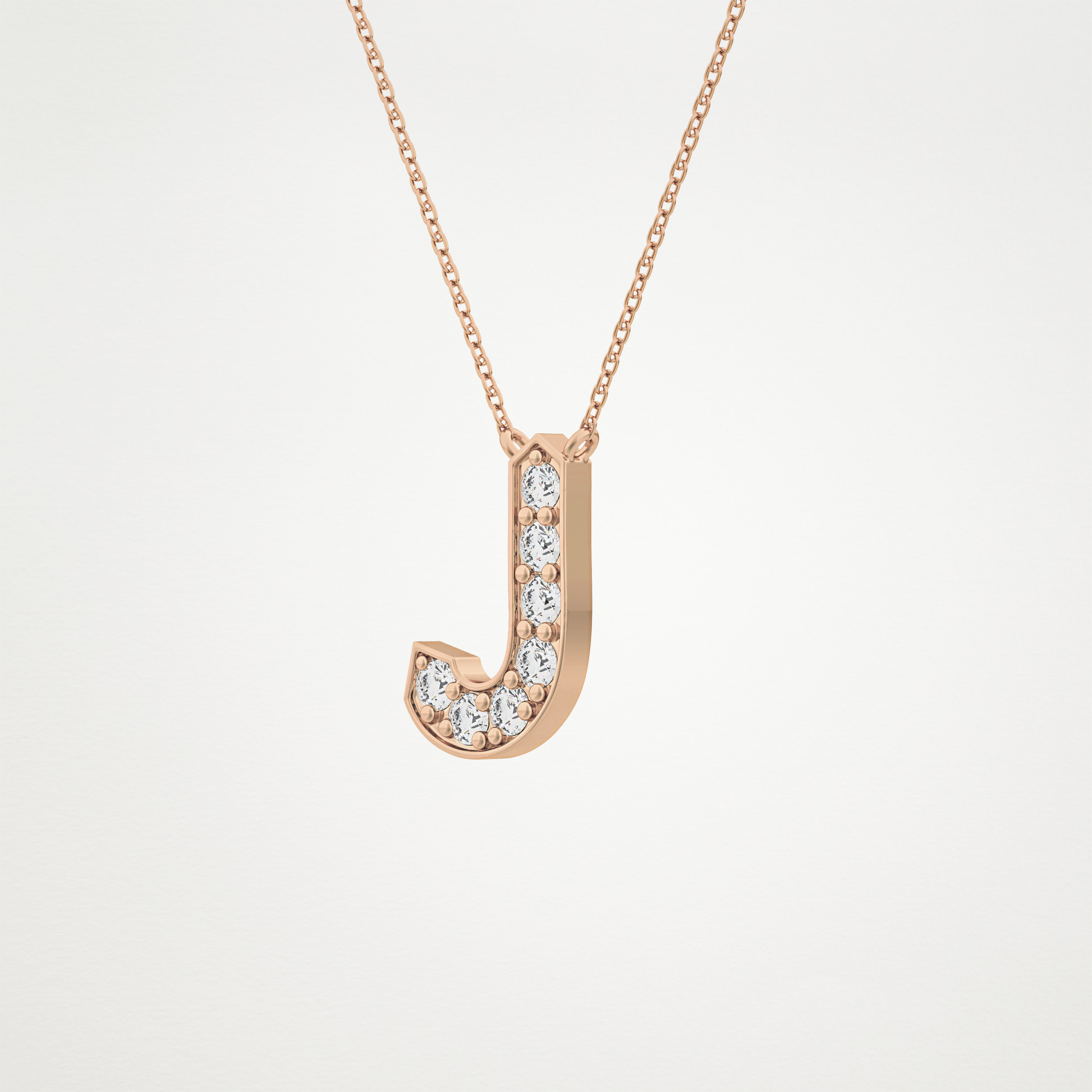 0.356 TCW Round Lab Grown Diamond J Initial Pendant Necklace
