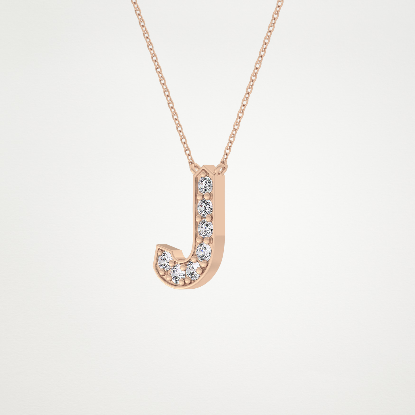 0.356 TCW Round Lab Grown Diamond J Initial Pendant Necklace