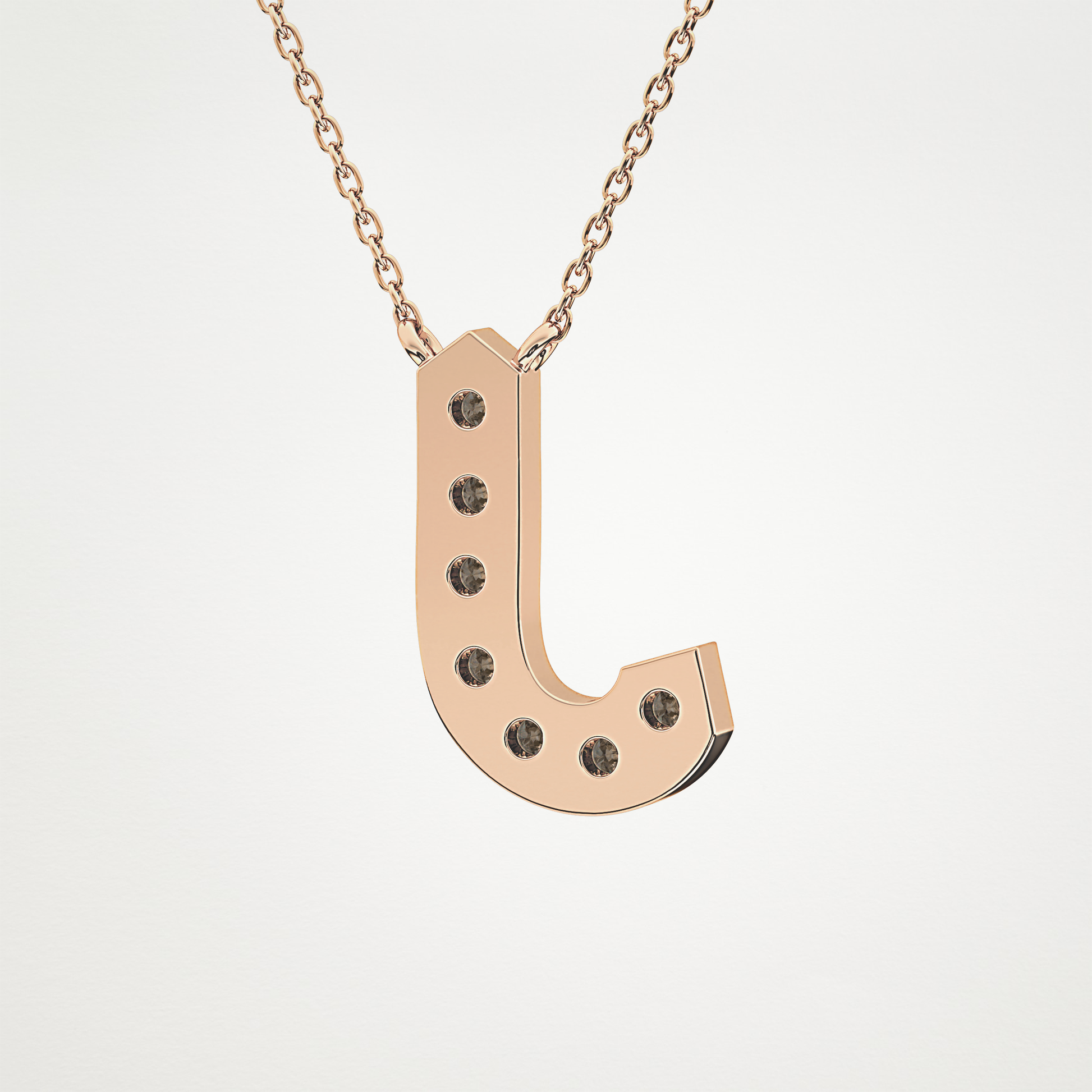 0.356 TCW Round Lab Grown Diamond J Initial Pendant Necklace