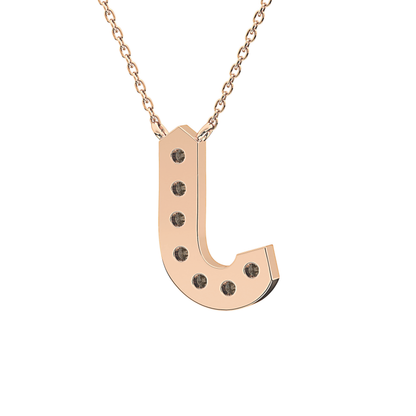 0.356 TCW Round Lab Grown Diamond J Initial Pendant Necklace