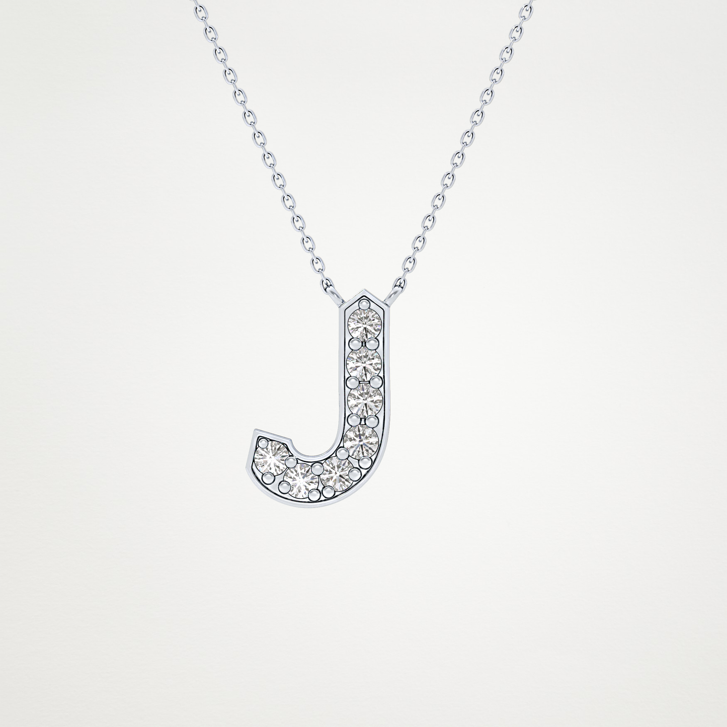 0.356 TCW Round Lab Grown Diamond J Initial Pendant Necklace