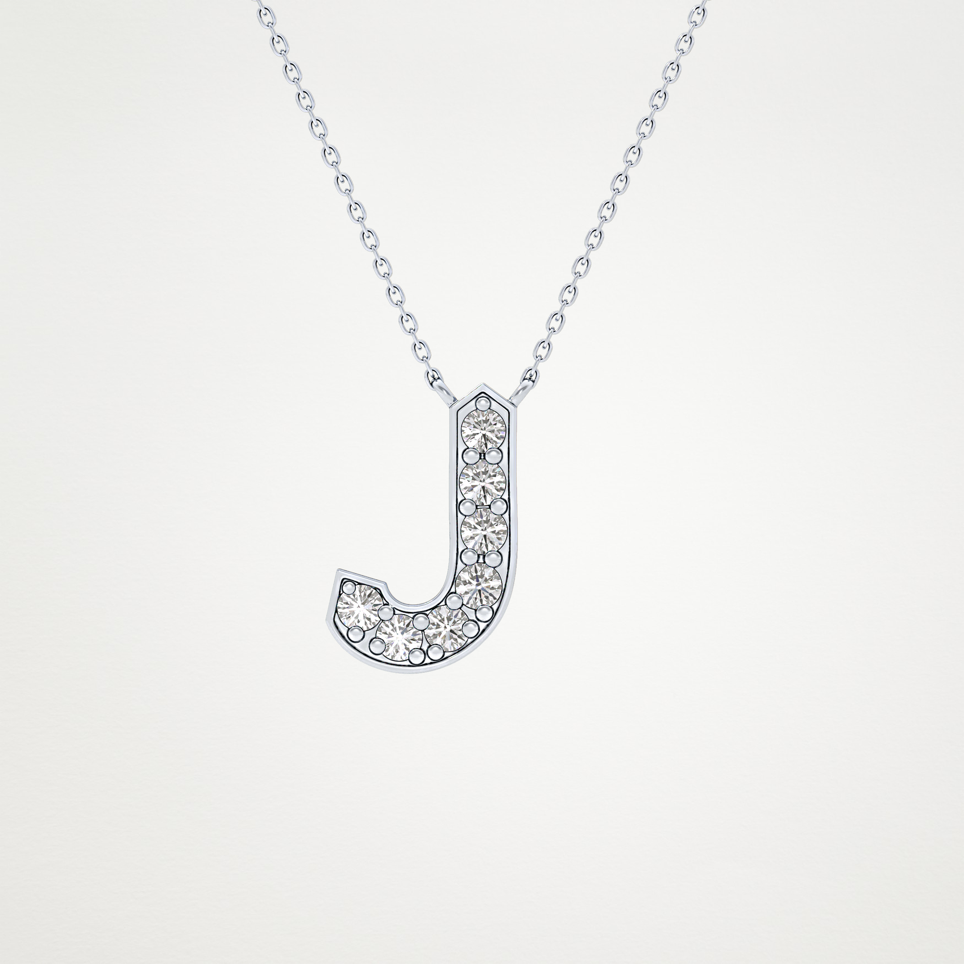 0.356 TCW Round Lab Grown Diamond J Initial Pendant Necklace