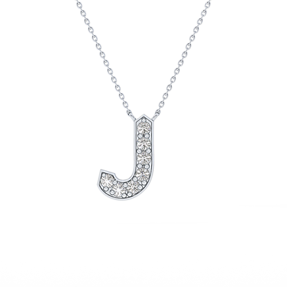 0.356 TCW Round Lab Grown Diamond J Initial Pendant Necklace