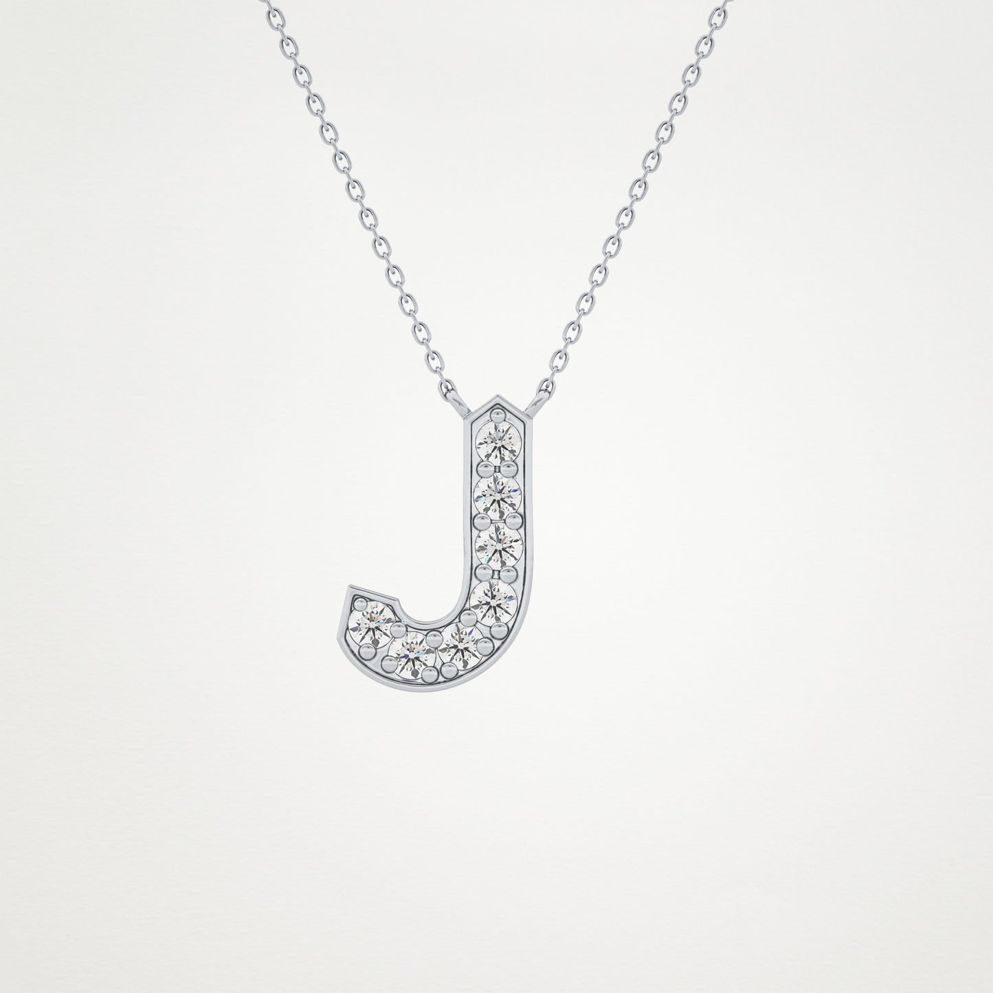 0.356 TCW Round Lab Grown Diamond J Initial Pendant Necklace