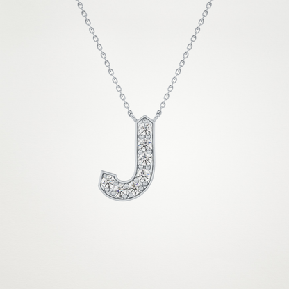 0.356 TCW Round Lab Grown Diamond J Initial Pendant Necklace