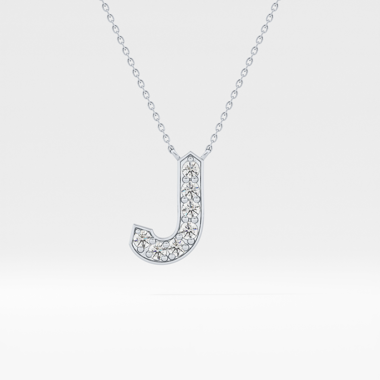 0.356 TCW Round Lab Grown Diamond J Initial Pendant Necklace