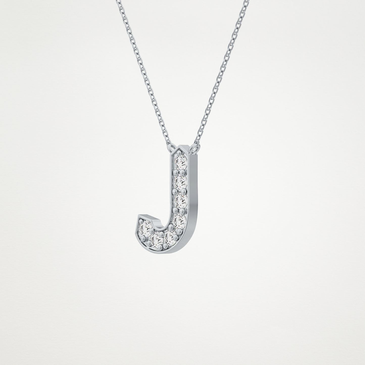 0.356 TCW Round Lab Grown Diamond J Initial Pendant Necklace
