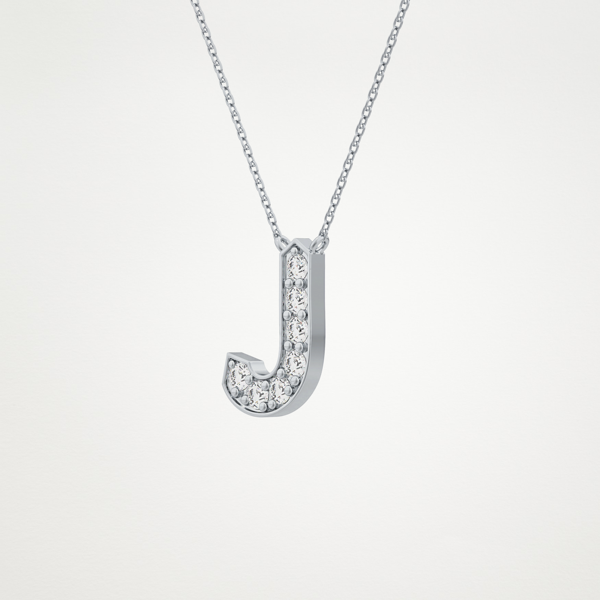0.356 TCW Round Lab Grown Diamond J Initial Pendant Necklace