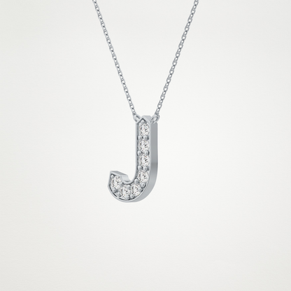 0.356 TCW Round Lab Grown Diamond J Initial Pendant Necklace