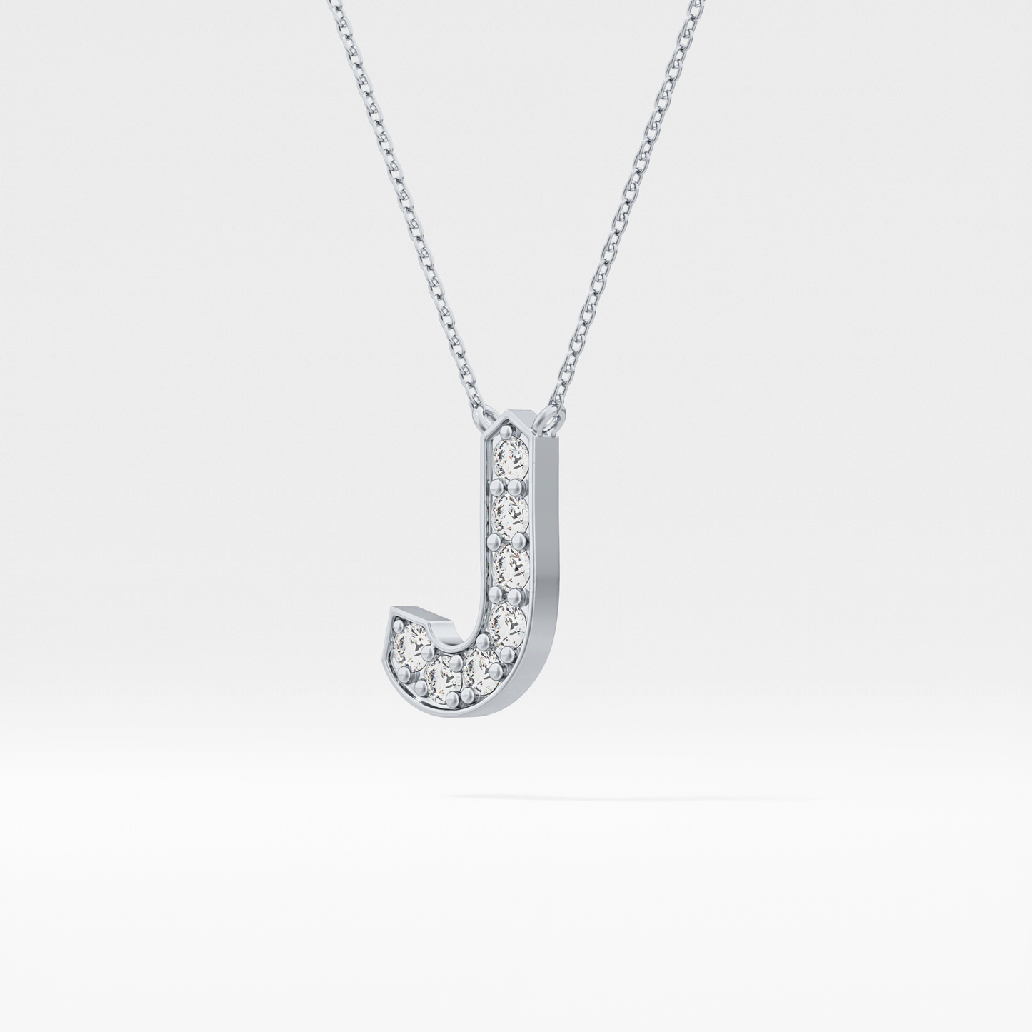 0.356 TCW Round Lab Grown Diamond J Initial Pendant Necklace