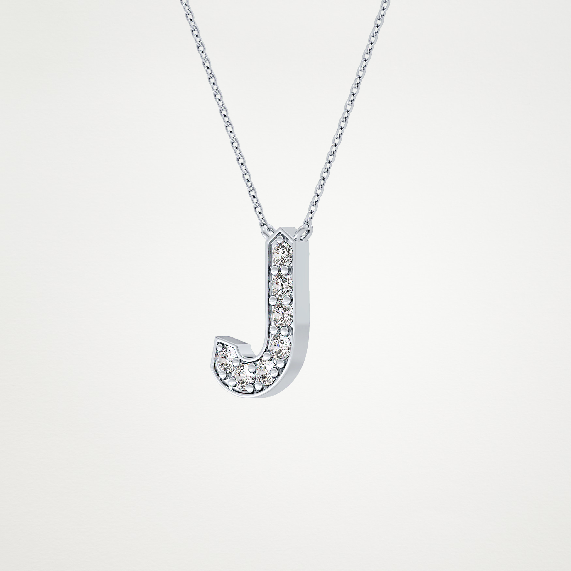 0.356 TCW Round Lab Grown Diamond J Initial Pendant Necklace