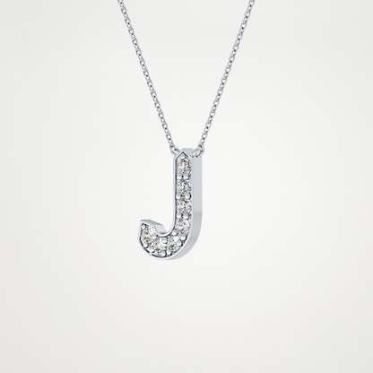 0.356 TCW Round Lab Grown Diamond J Initial Pendant Necklace