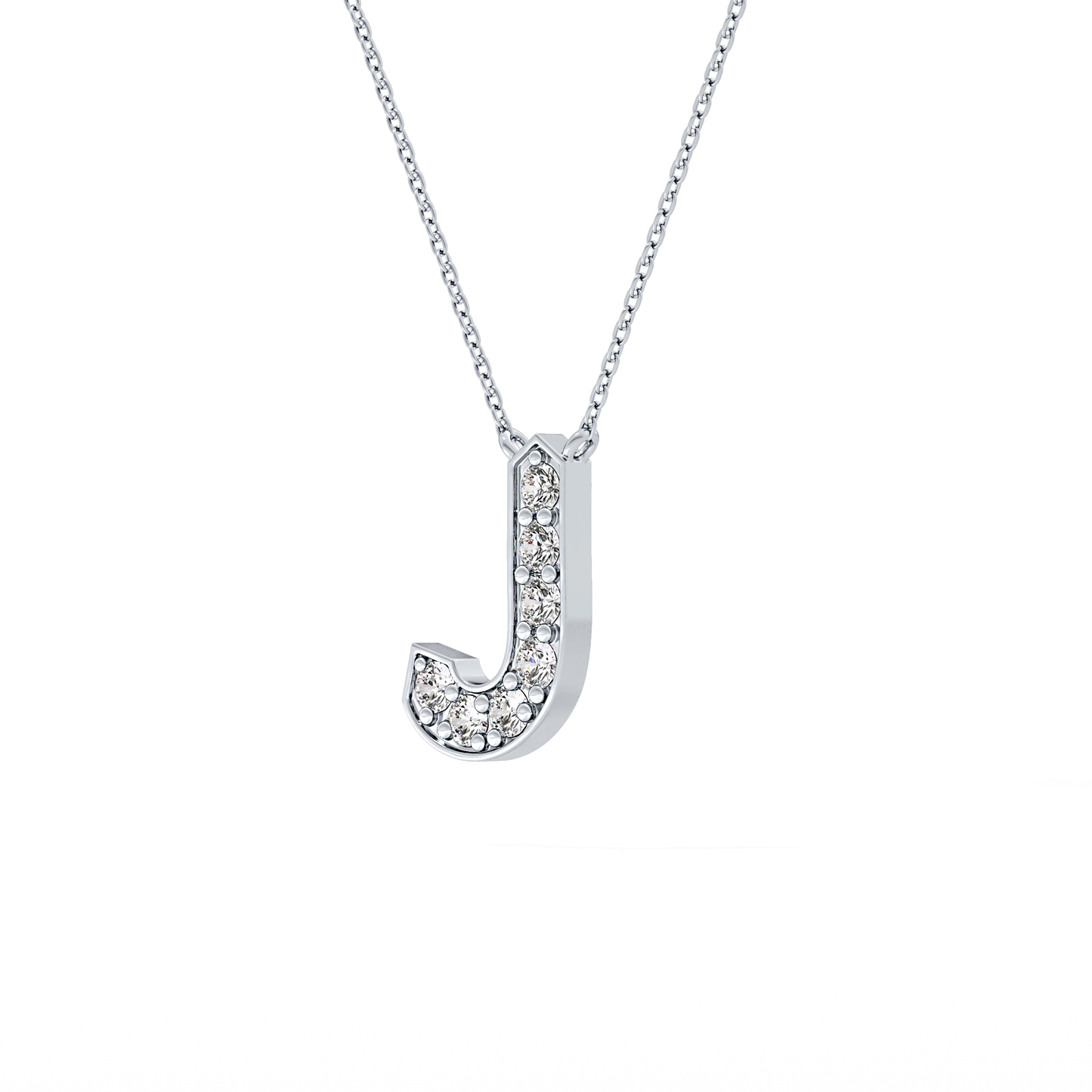 0.356 TCW Round Lab Grown Diamond J Initial Pendant Necklace