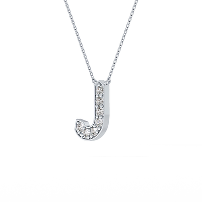 0.356 TCW Round Lab Grown Diamond J Initial Pendant Necklace