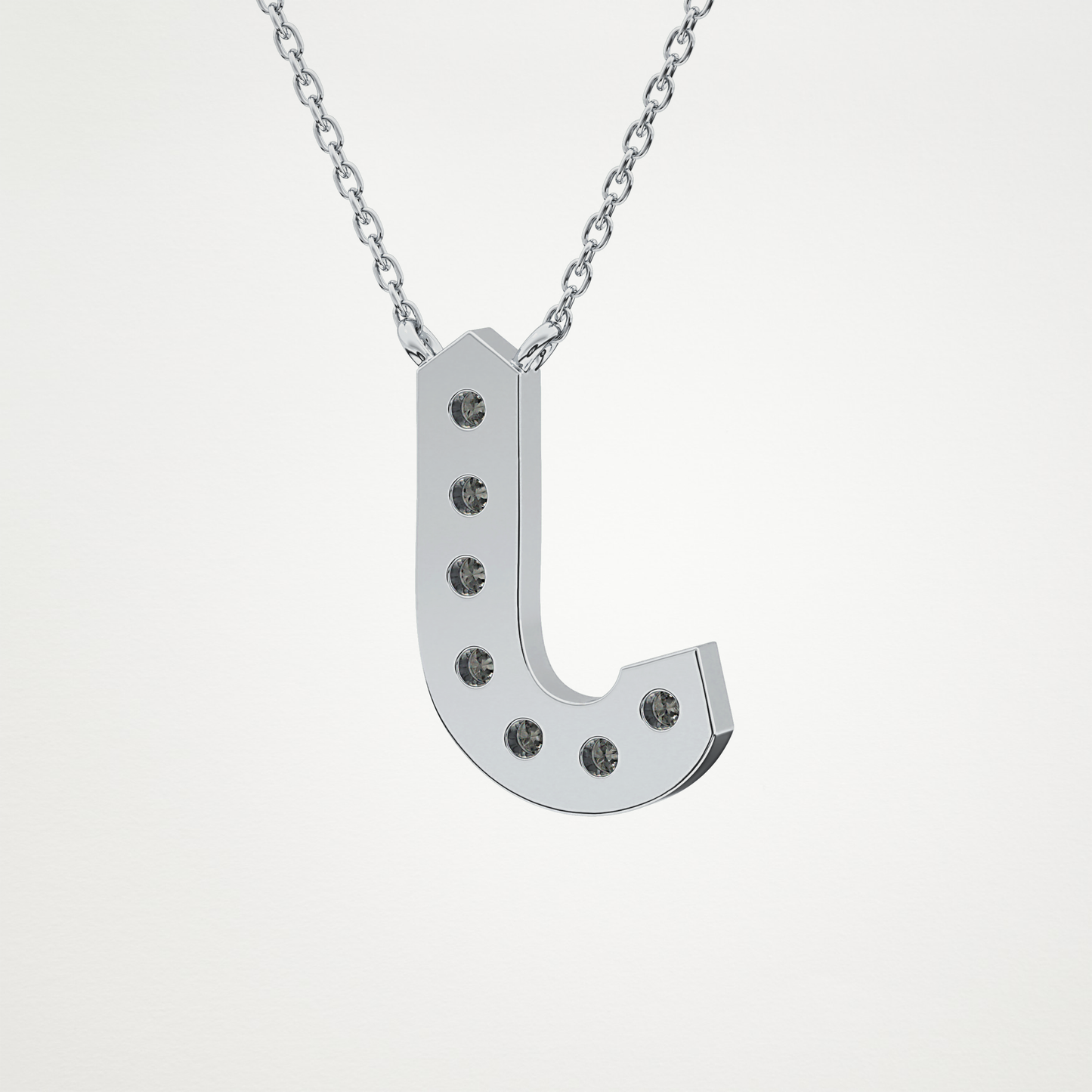 0.356 TCW Round Lab Grown Diamond J Initial Pendant Necklace