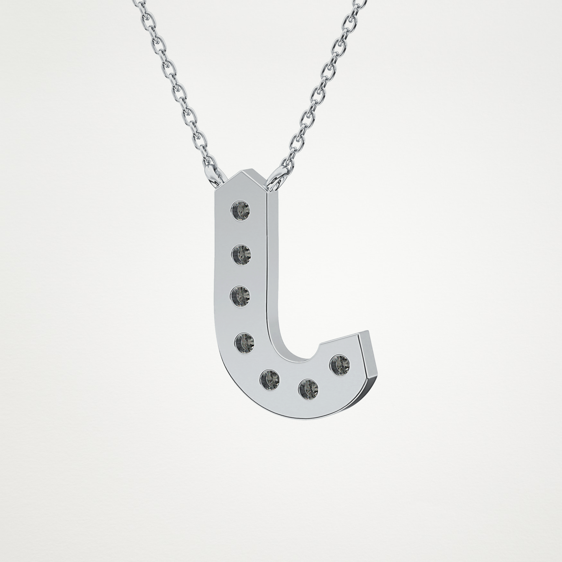 0.356 TCW Round Lab Grown Diamond J Initial Pendant Necklace