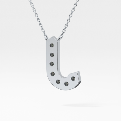 0.356 TCW Round Lab Grown Diamond J Initial Pendant Necklace