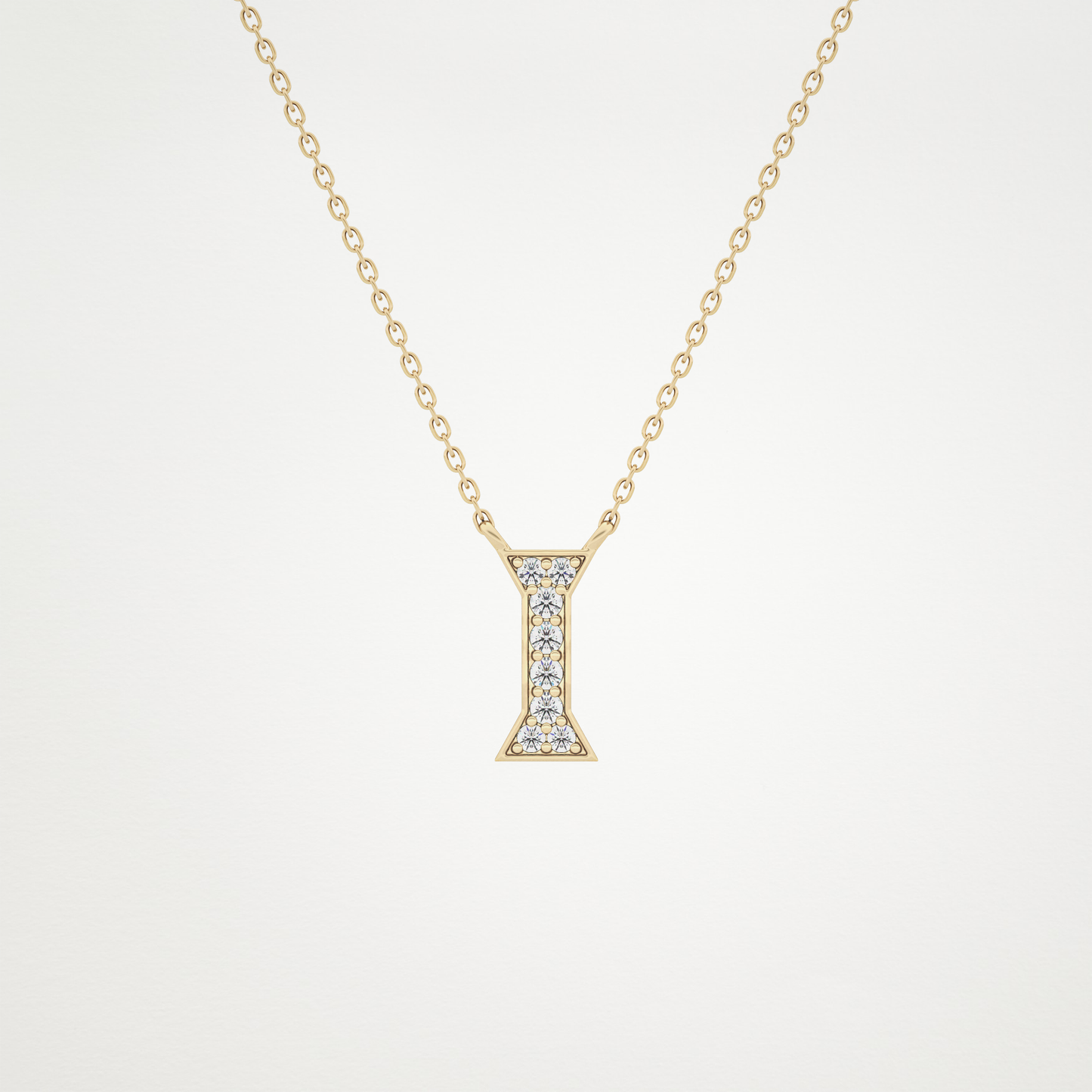 0.083 TCW Round Lab Grown Diamond I Initial Pendant Necklace