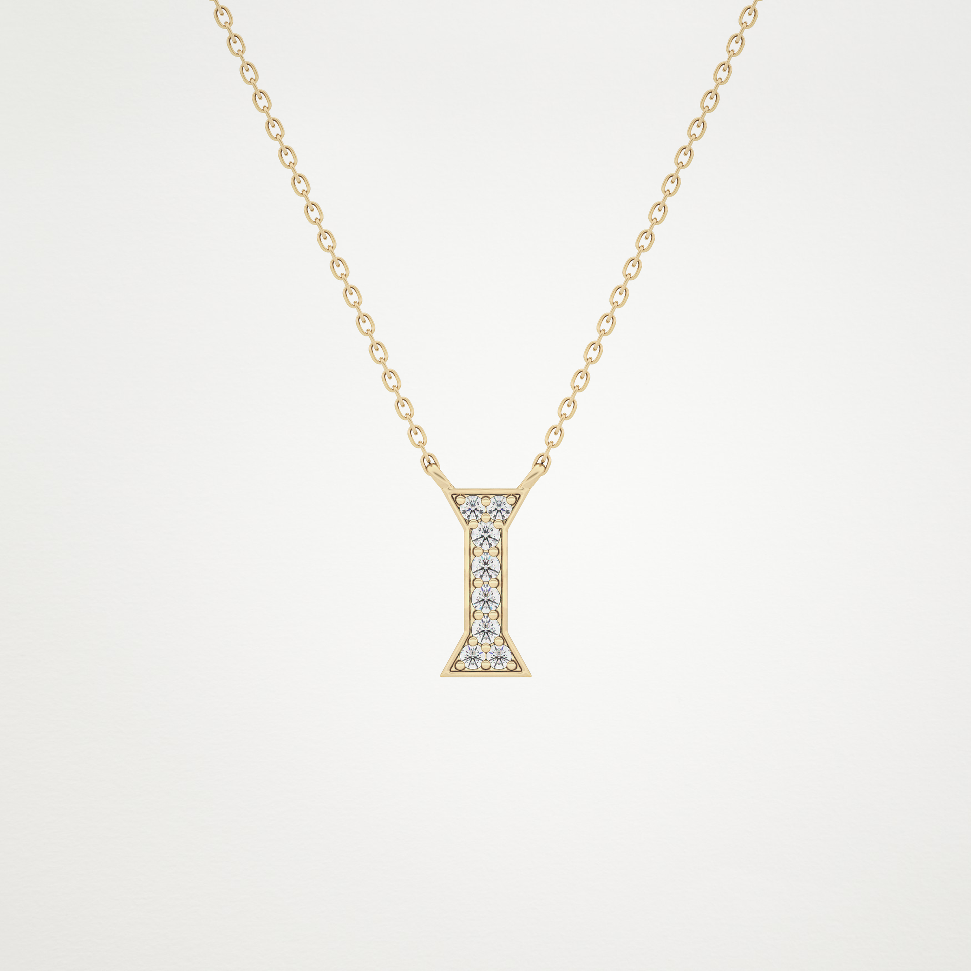 0.083 TCW Round Lab Grown Diamond I Initial Pendant Necklace