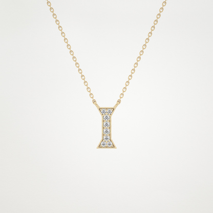 0.083 TCW Round Lab Grown Diamond I Initial Pendant Necklace
