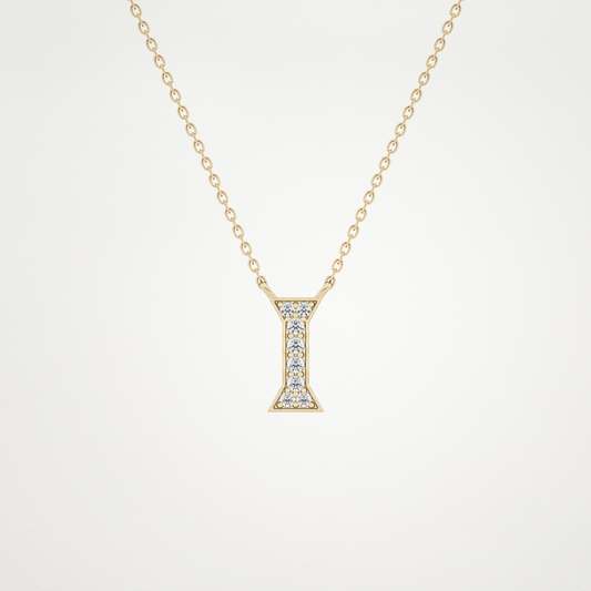 0.083 TCW Round Lab Grown Diamond I Initial Pendant Necklace