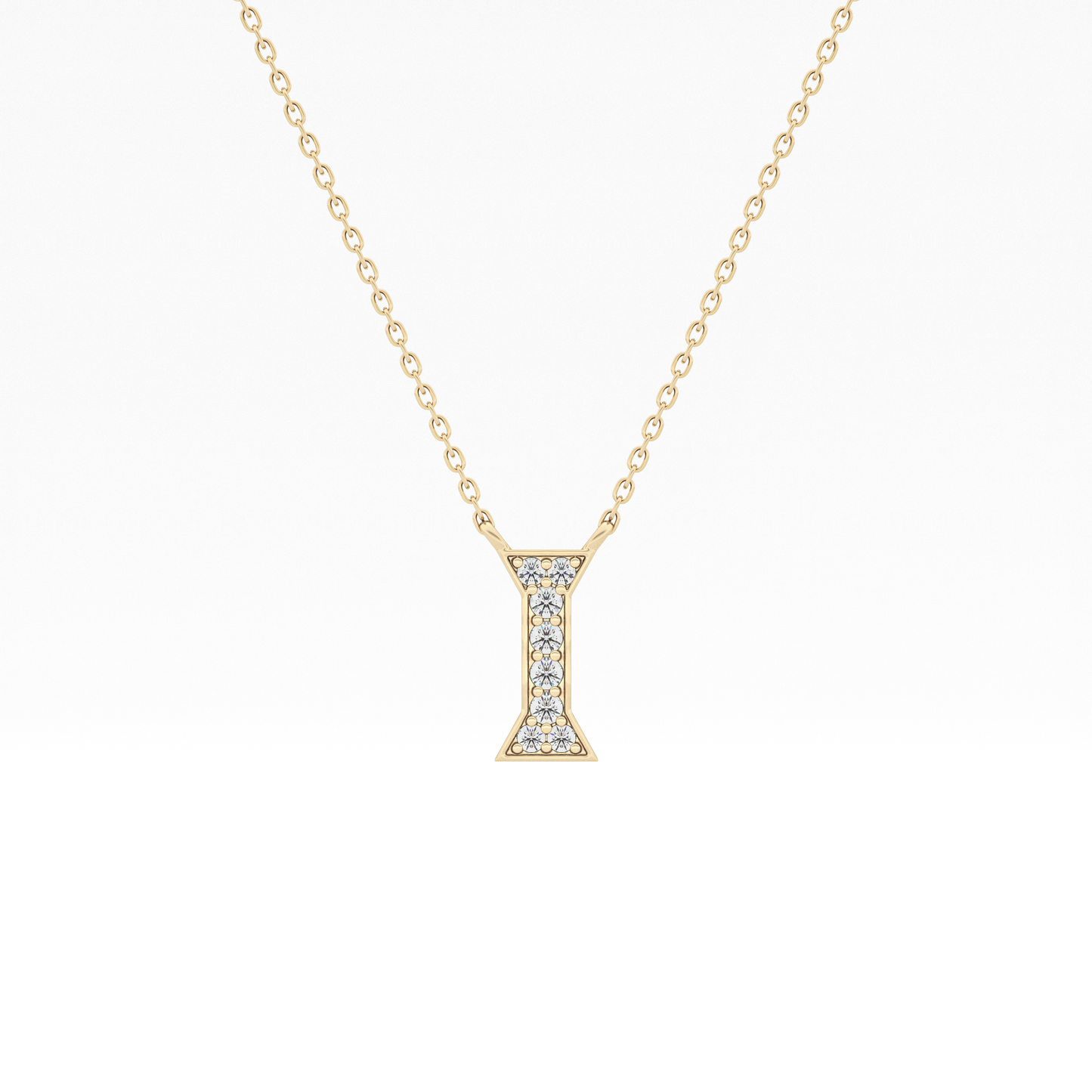 0.083 TCW Round Lab Grown Diamond I Initial Pendant Necklace