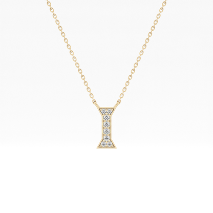0.083 TCW Round Lab Grown Diamond I Initial Pendant Necklace