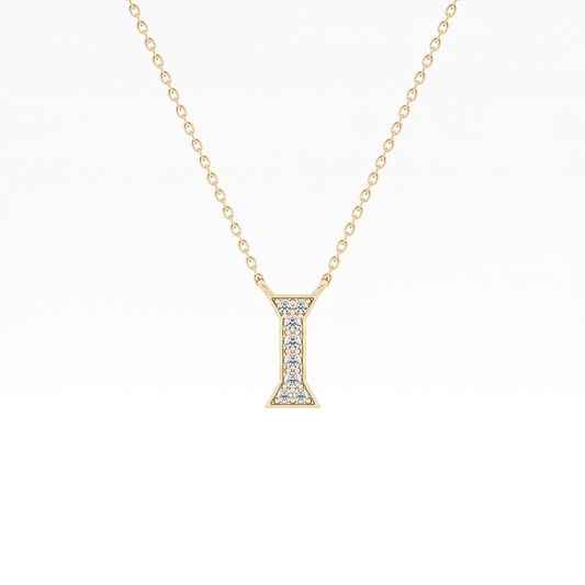 0.083 TCW Round Lab Grown Diamond I Initial Pendant Necklace
