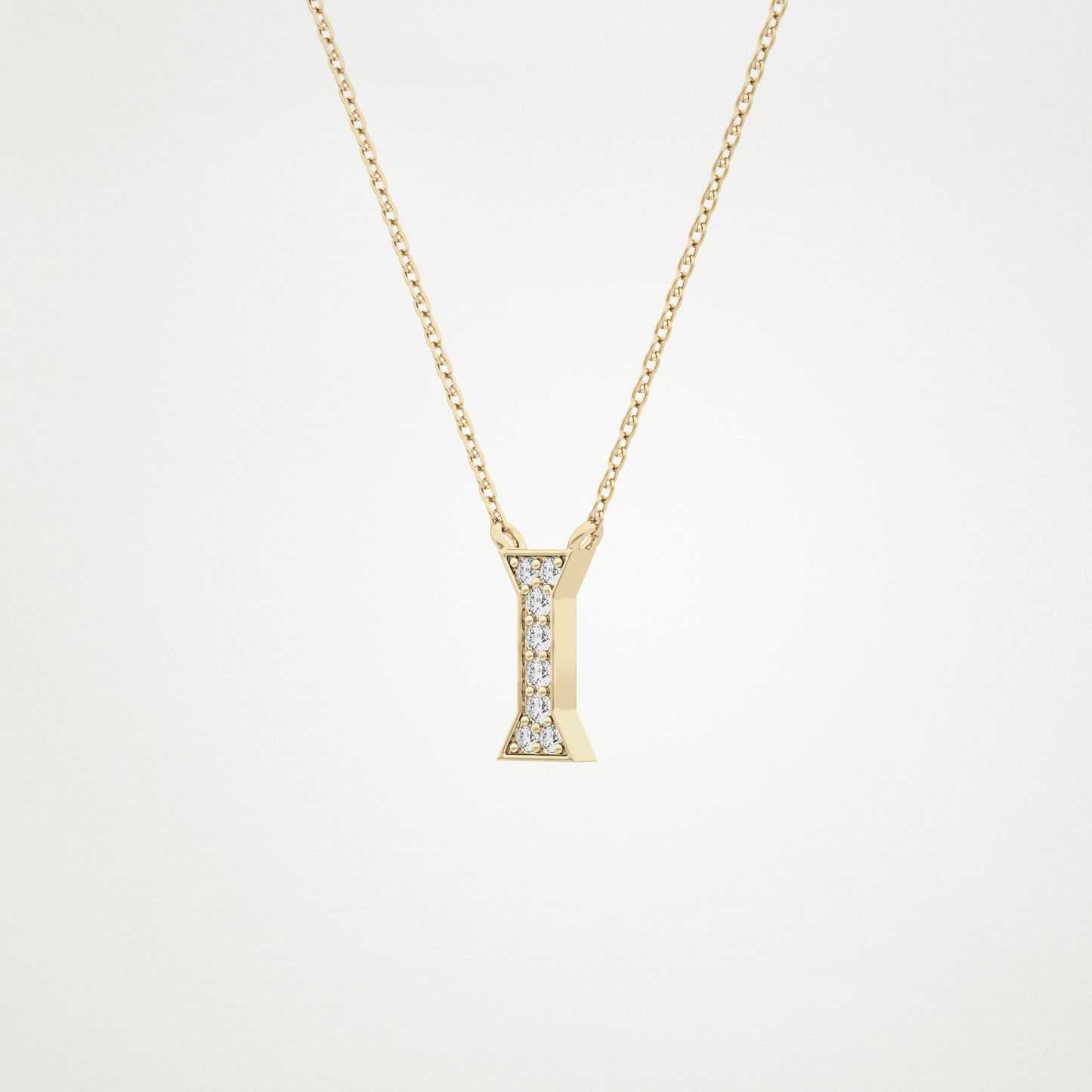 0.083 TCW Round Lab Grown Diamond I Initial Pendant Necklace