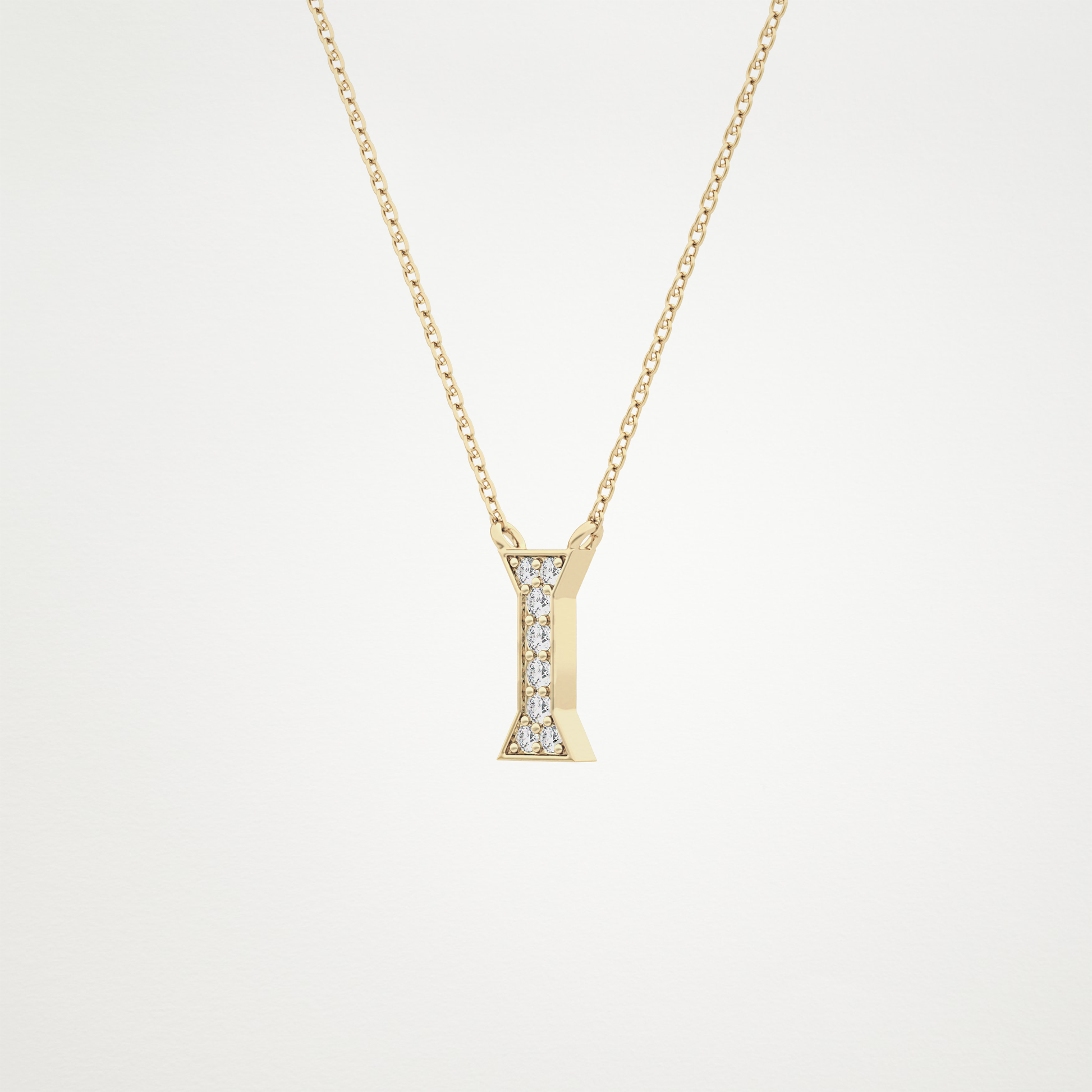 0.083 TCW Round Lab Grown Diamond I Initial Pendant Necklace
