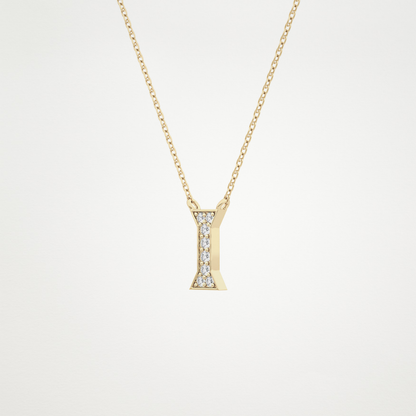 0.083 TCW Round Lab Grown Diamond I Initial Pendant Necklace