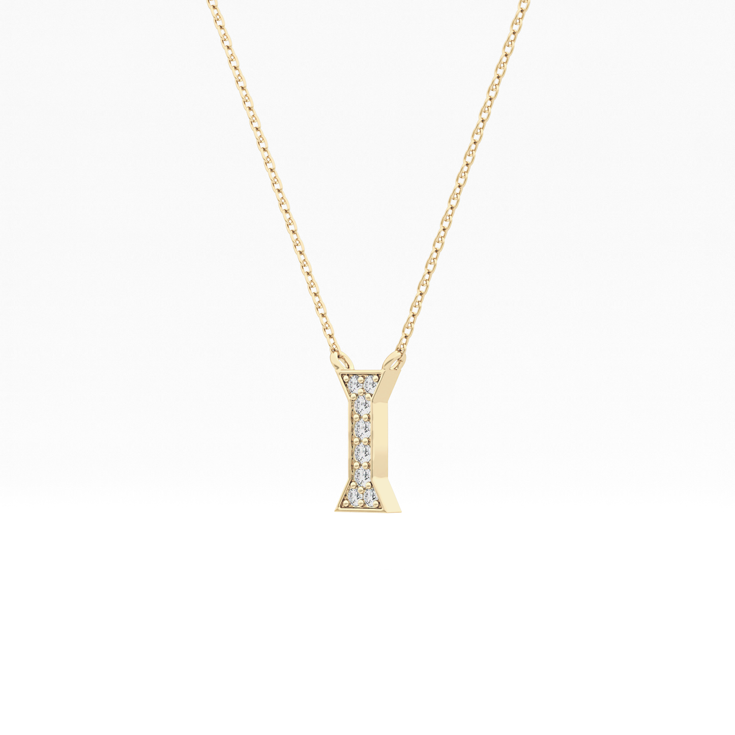 0.083 TCW Round Lab Grown Diamond I Initial Pendant Necklace