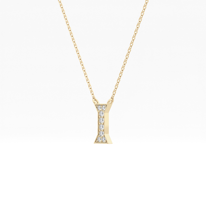 0.083 TCW Round Lab Grown Diamond I Initial Pendant Necklace