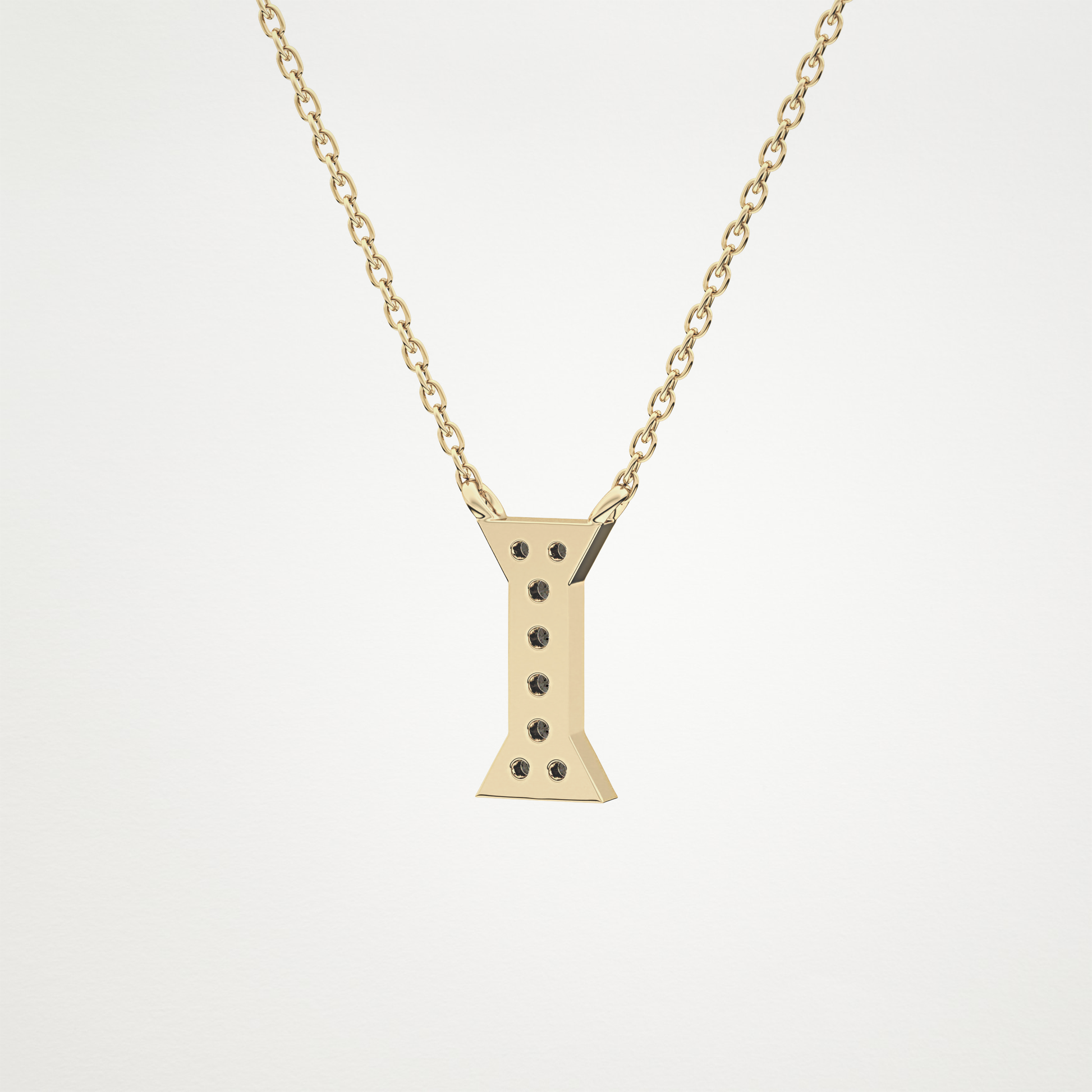 0.083 TCW Round Lab Grown Diamond I Initial Pendant Necklace