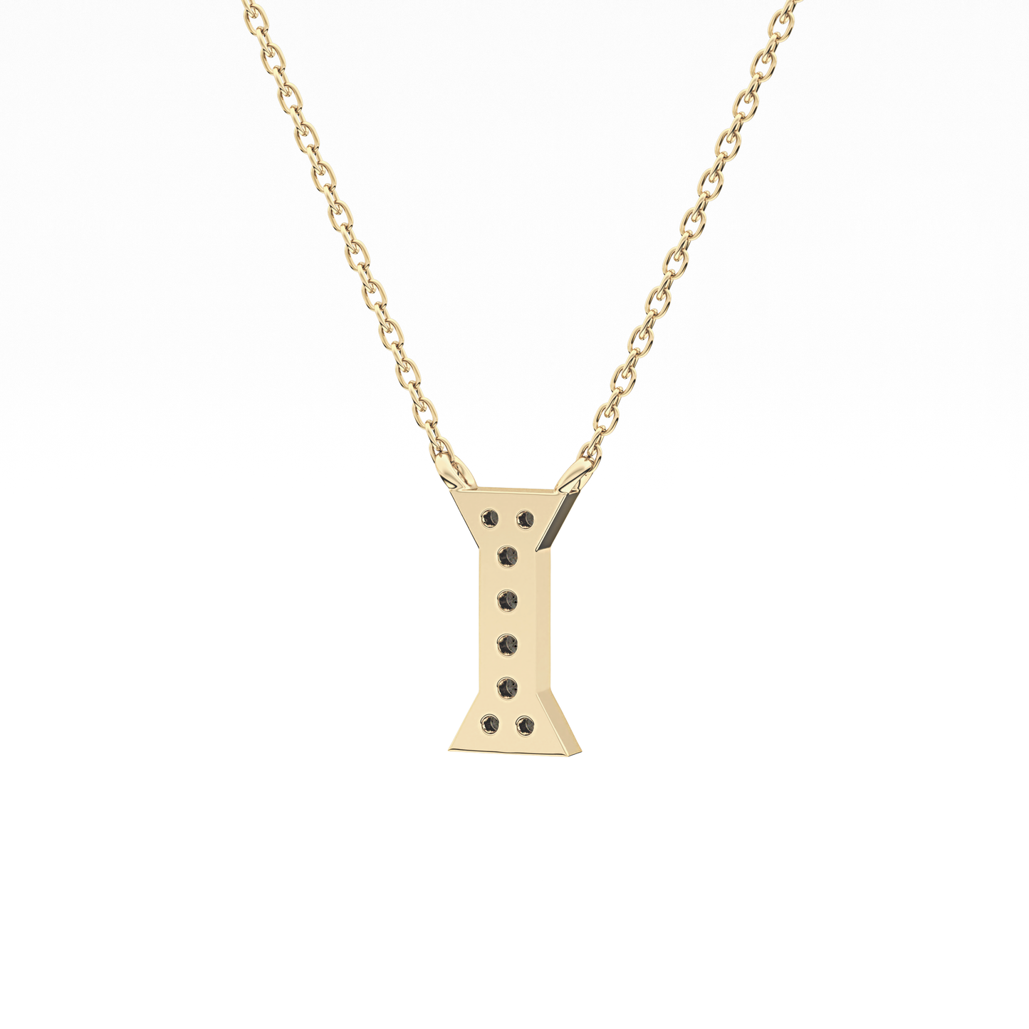 0.083 TCW Round Lab Grown Diamond I Initial Pendant Necklace