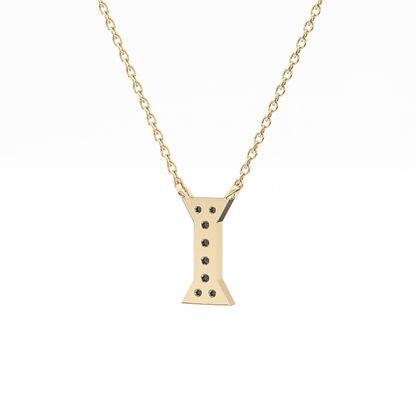 0.083 TCW Round Lab Grown Diamond I Initial Pendant Necklace
